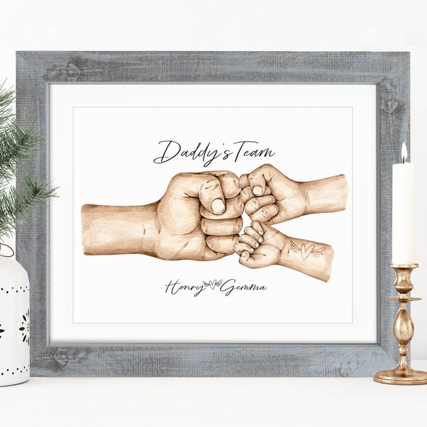 "Gerahmte ""Fist Bump"" personalisierte Geschenk für Papa Vatertag | Geburtstagsgeschenk für Papa Papa Opa | Weihnachtsgeschenk für Papa Opa | Geschenk von Kindern