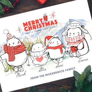 Confezione di cartoline natalizie personalizzate, cartoline natalizie personalizzate, cartoline natalizie per famiglie, cartoline natalizie con ritratto di famiglia, cartoline natalizie per famiglie