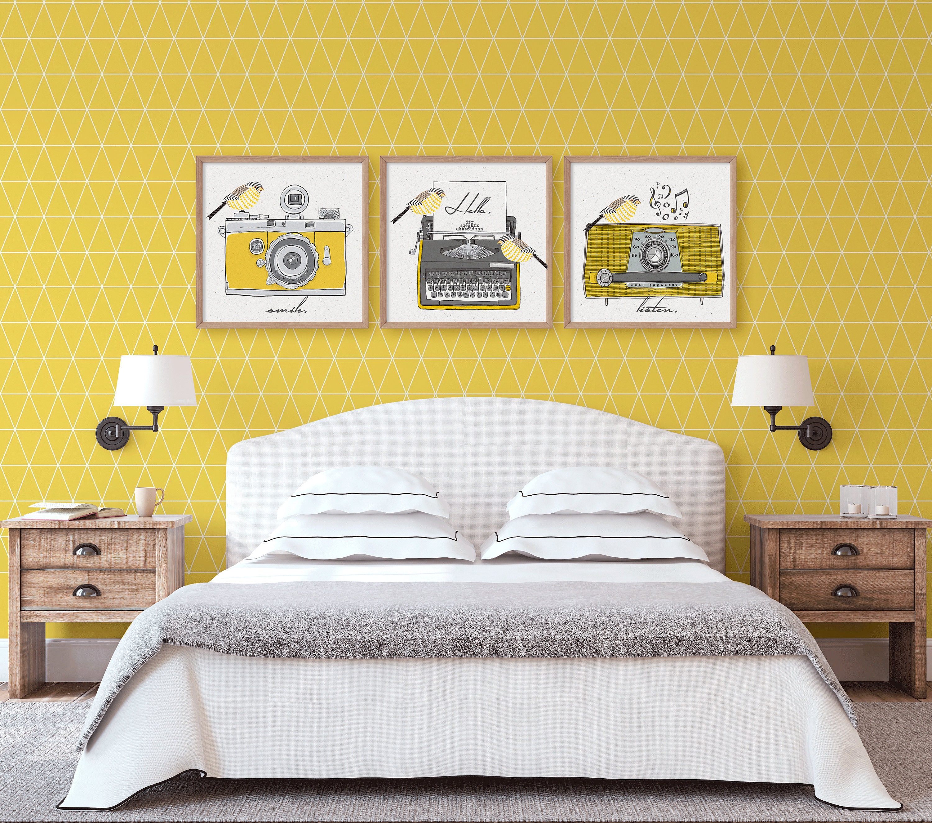 Set of Mustard Yellow Decor Wall Art Prints Mustard Wall Art Etsy UK