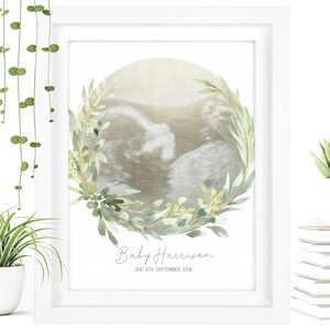 FRAMED Watercolour Baby Scan Print Art, Baby Scan Frame, Baby Shower Gift, Ultrasound Scan Gift, Baby Scan Photo, Mothers Day Gift From Bump