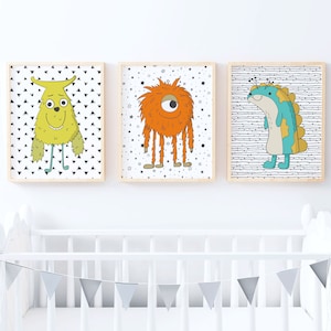 Set of Boys Monster Prints | Nursery Print | Kids Print | Kids Room | Nursery Wall Art | Boys Monster Nursery | Monsters Kids Room