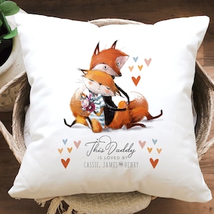 Funda de cojín FOX DADDY personalizada, regalo de Navidad personalizado para papá, regalo para papá de hijo único, lindo regalo de papá zorro, regalo para papá