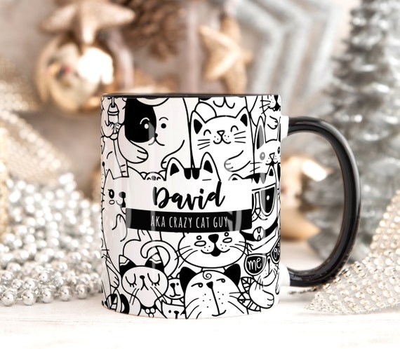 CRAZY CAT MAN Tazza con nome personalizzato per gatti, Tazza  personalizzata, Regalo per gli amanti dei