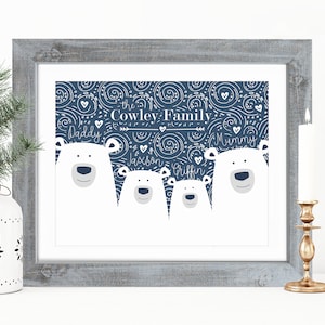 Personalised Polar Bear Family Tree Print