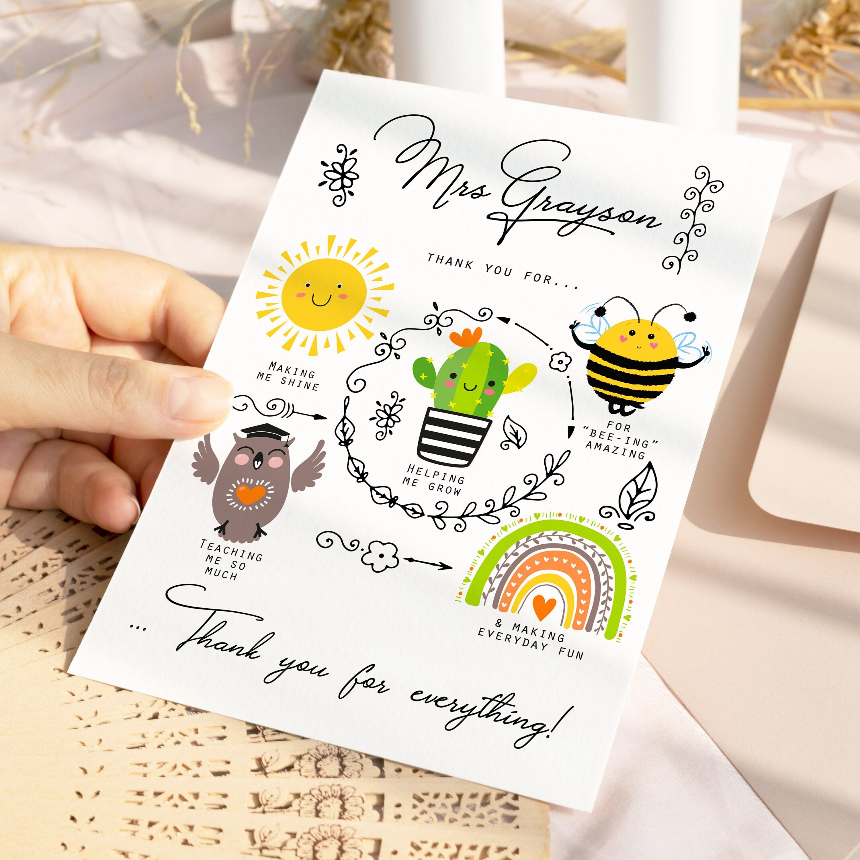 Teacher Card, Card For Teacher, Teacher Appreciation Card, Thank You Teacher Card, Thanks For Helping Me Grow Card, Teacher Gift, Mentor - UK