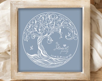 Personalised Family Tree Gift, Family Gift, Family Anniversary Gift, Hearts Family Tree Gift, Family Wedding Gift, Birthday Gift for Mum