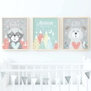 Woodland Nursery Decor, Woodland Animal Prints, Woodland Nursery Prints, Girls Nursery Decor, Childrens Print, Kids Room Wall Art