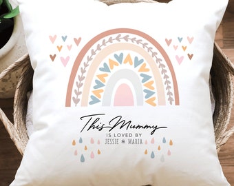 Personalised Mummy Rainbow Mummy Cushion Gift, Rainbow Pillow, Gift for Mummy Cushion, Mothers Day Gift Home Decor Gift For Mummy From Kids