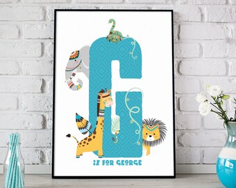 Safari Nursery Decor, Safari Nursery Art, Safari Nursery Print, Safari Kids Room Print, Nursery Wall Art, Safari Personalised Name Print