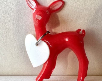 Celluloid Deer Pin, Heart Love