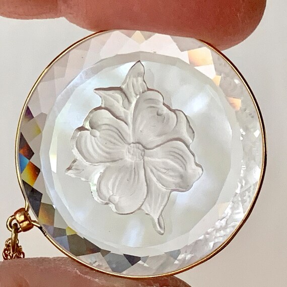 Prism Glass Flower Necklace, vintage jewelry - image 1