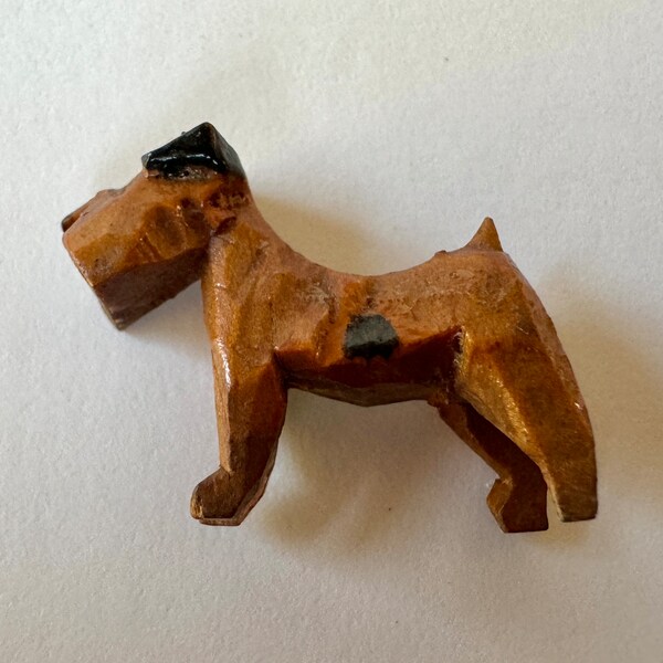 Mini Airedale Terrier Dog Figurine, carved stone fetish animal