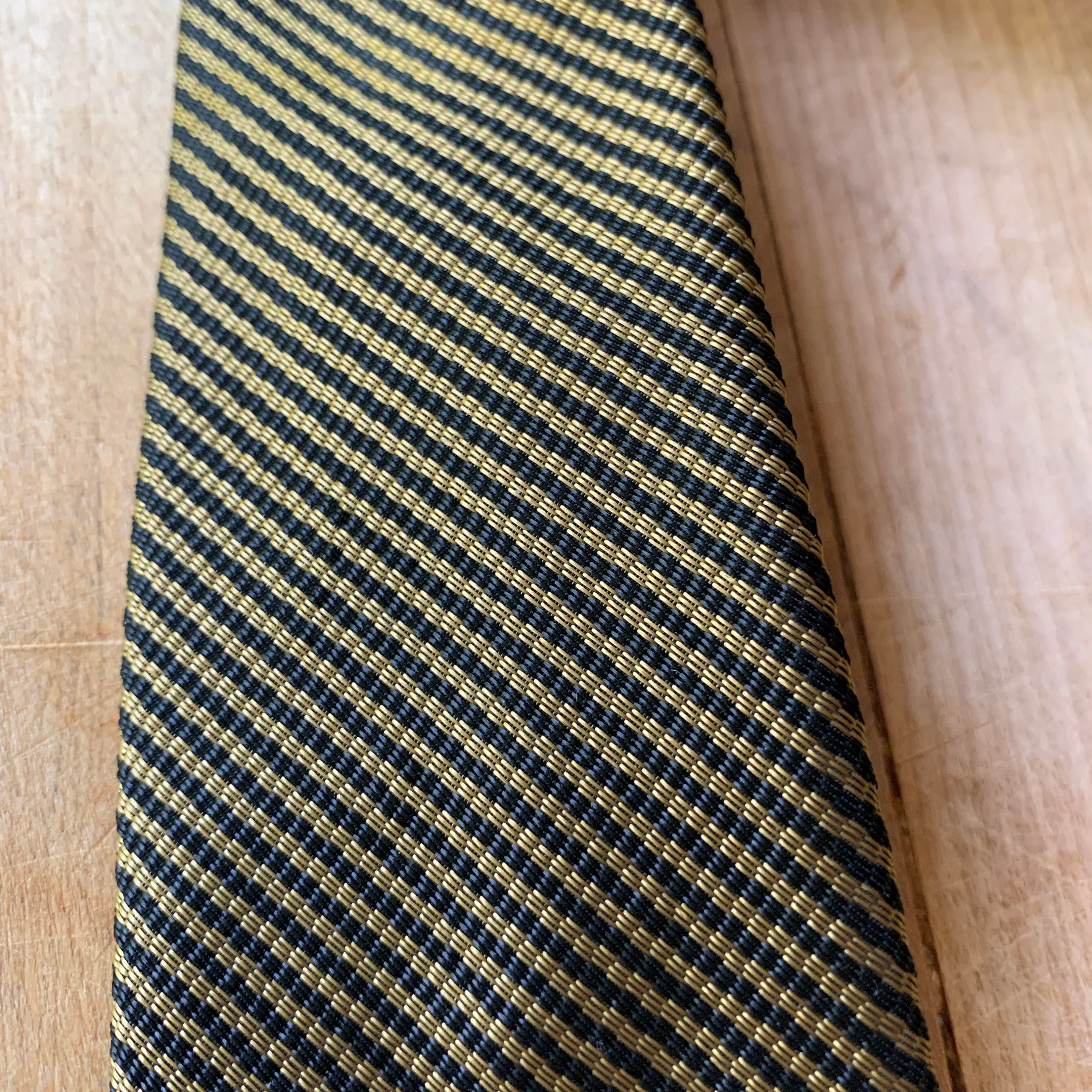 Vintage Necktie, Black and Tan Striped Tie
