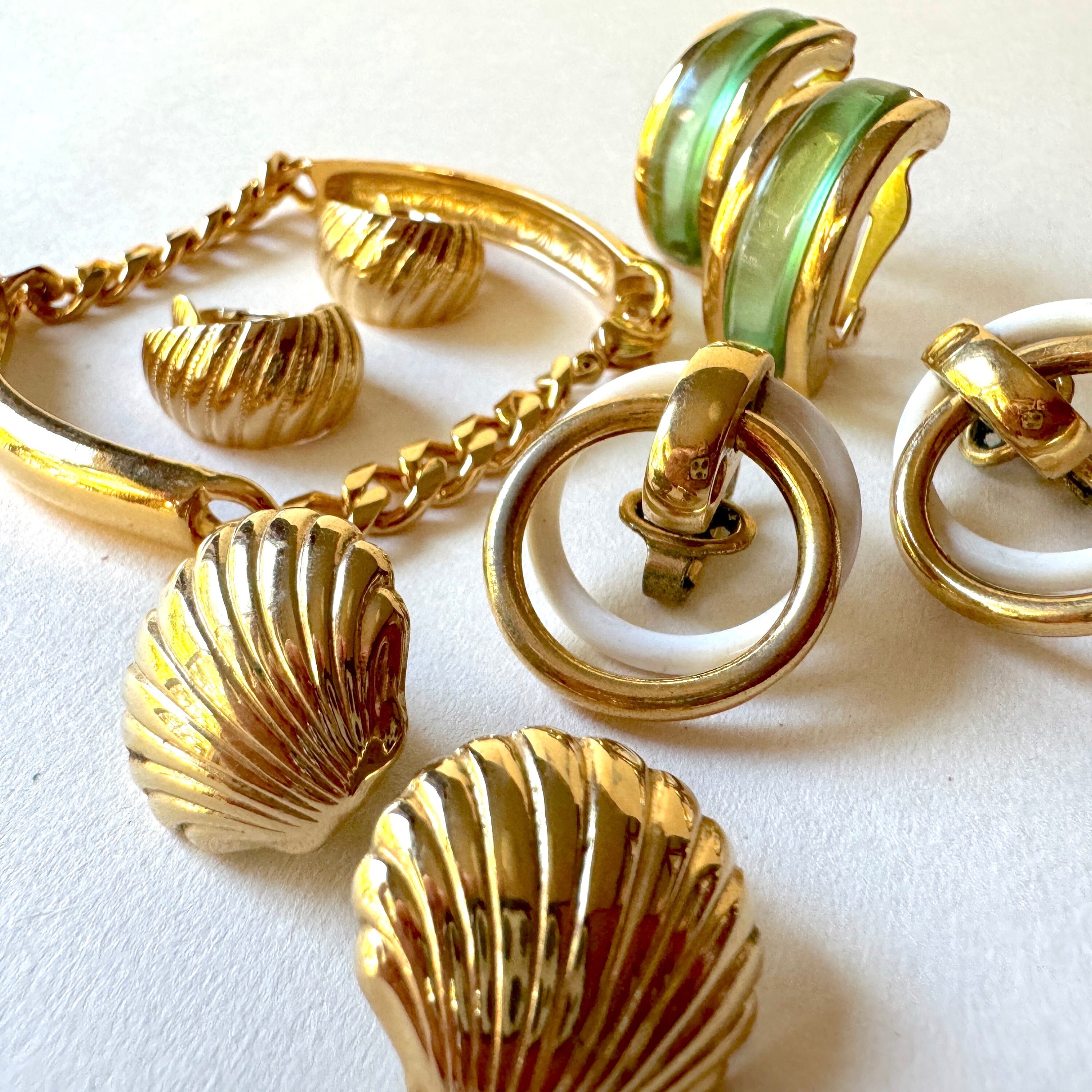 Vintage Jewelry Assortment, Trifari Earrings, Bracelet