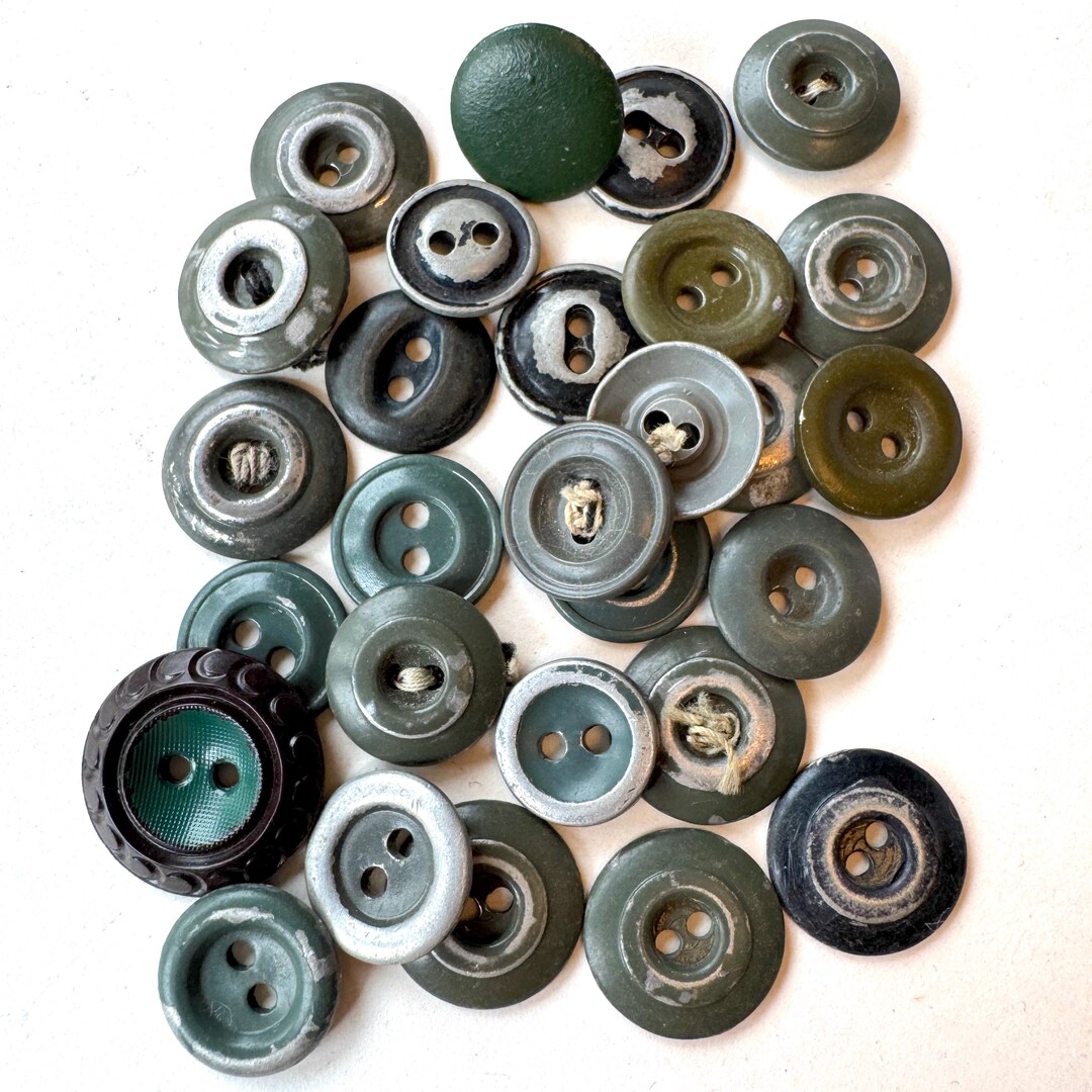 Button Metal Work Vintage Steel Work Buttons Set Pf 30, Green - Etsy