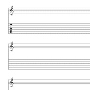 Guitar Tablature with Treble Clef - Blank 8-1/2 x 11 Printable