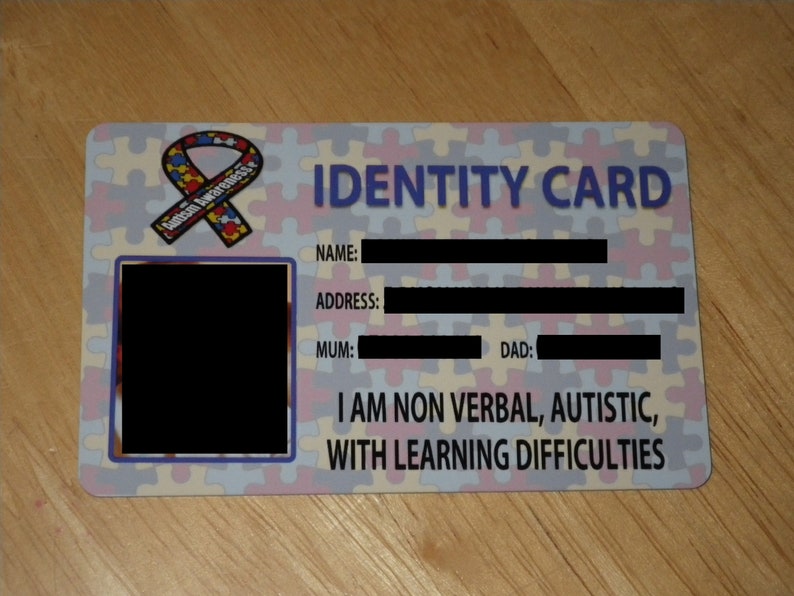 Personalised Disability Identity Card (PVC Plastic) - FREE Design ...