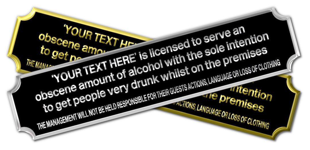 Personalised Aluminium Metal Panoramic Bar Licence Style Sign - 2 ...