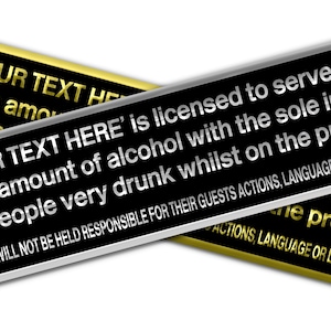 Personalised Aluminium Metal Panoramic Bar Licence Style Sign - 2 Colours