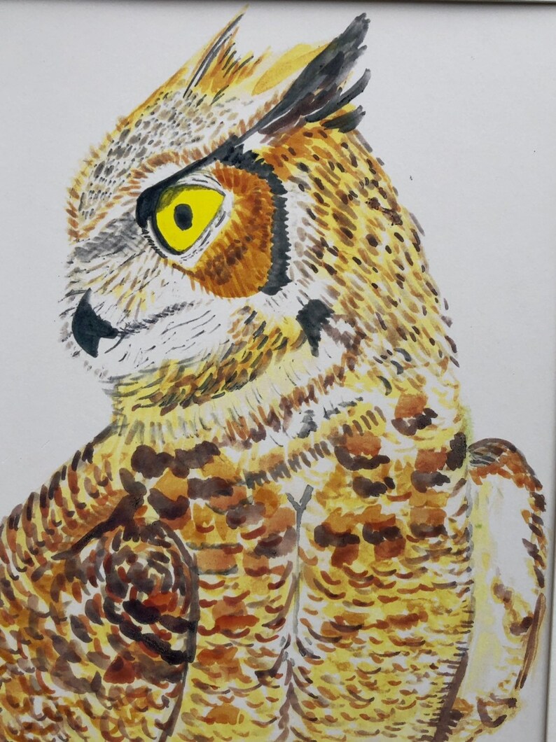 Woodland Animal Print Great Horned Owl Art Nursery Animal Prints Animal Art Wall Print Great Horned Owl Watercolor Owl Art Print