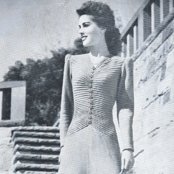 Multiple knitting patterns - entire book of 12 x 1940s knits for women, knitted dresses, skirts and jackets,  sizing up to 44" bust