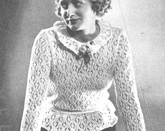 Antique knitting and crochet patterns in PDF, 23 patterns of 1930s designs, jumpers, cardigans, pullovers, hat, jacket, rare and collectable