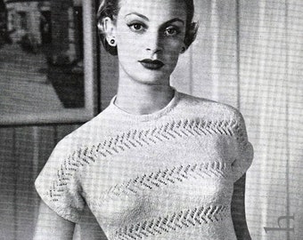 Vintage pdf-boek met breipatronen, mode uit de jaren 40, damesbreisels, 6 breipatronen, mode in oorlogstijd, zomertopjes, truien