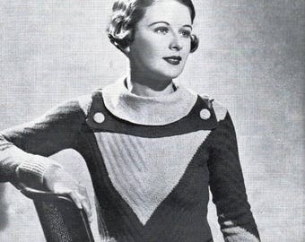 Antique knitting patterns in PDF, 10 x elegant  1930s designs, jumpers, cardigans, pullovers, skirt, hat, jacket, rare and collectable