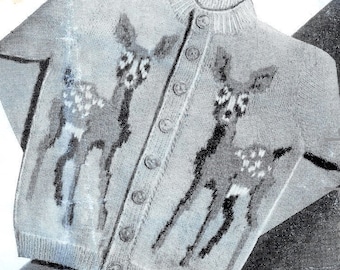 Book of 9 chidren's knitting patterns, PDF patterns, 1940s, cardigans, twin set, animal motifs, pre-school and toddler knits