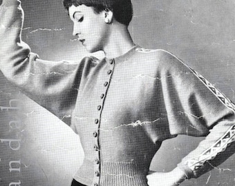 Vintage breipatronenboek, bom, sterretje, 7 damestops, pdf-patronen jaren 40 1950, vest, trui, modetrui in oorlogstijd