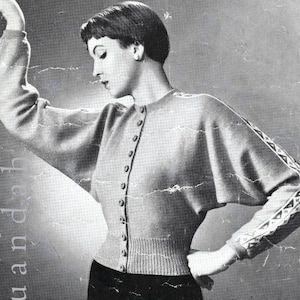 Vintage knitting pattern book,  bombshell, starlet, 7 women's tops, 1940s 1950s PDF patterns, cardigan, jumper, wartime fashion sweater