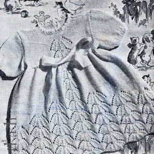 11 vintage baby knit patterns, 1940s layette, dress, matinee jacket, bootees, bonnets, helmets, baby sleeping bag, baby blanket