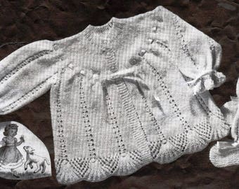 Entire book of vintage baby knits, 1950s knitting patterns, 7 PDF patterns, matinee jacket, layette, bonnet, crossover cardigan, bootees