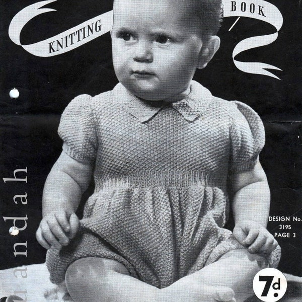 PDF book of vintage baby knits, 1940s patterns, 8 patterns in total, layettes, shawl, pram cover, frock, coat, bonnets, pilchers, bootees