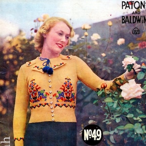 9 rare vintage knitting patterns in PDF, 1930s style, retro cardigans, tops, coats, twin set, suit jacket, knitted skirt
