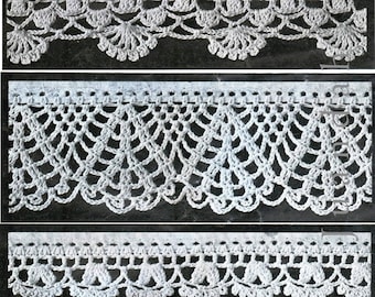 Entire book of vintage crochet edgings, 1940s PDF patterns, 47 designs, edgings for clothing, homewares, accessories, rare and collectable