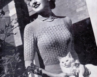 Vintage breipatronen, bombshell, sterretje, 8 damestops, pdf-patroon jaren 40/50, vest, jas, trui, modetrui in oorlogstijd