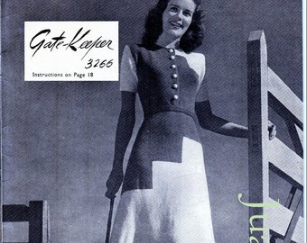 Digital knitting patterns - entire book of 11 x 1940s knits for women, knitted dresses, skirts and jackets, unique styles