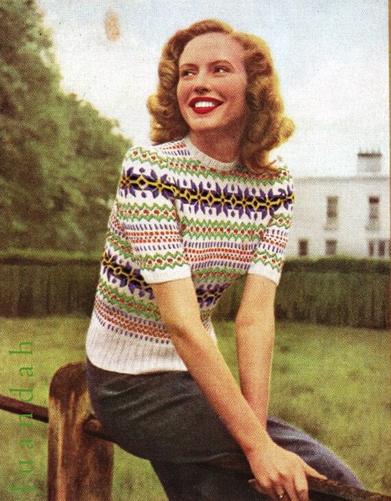 knitting patterns jumpers Scandinavian Scottish tops 10 x 1950s women/'s knits PDF Fair Isle book cardigans instant download