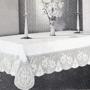 Vintage crochet pattern book, 1950s crochet edgings, crochet pattern,instant download, teapot, cup saucer, squirrel, communion, rose filet