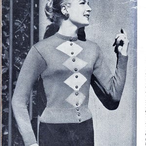 Vintage breipatronenboek uit de jaren 50, damestops, pdf-patronen, twinset, vesten, zomershirt
