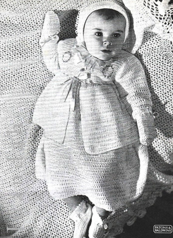 1950's BABY LAYETTE with SHAWL birth to 3 month COPY baby pattern 3ply 1950's BABY LAYETTE with SHAWL birth to 3 month COPY baby pattern 3ply