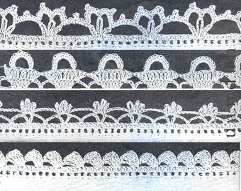 Vintage crochet edgings pattern book, 1940s PDF patterns, 110 designs, edgings for clothing, homewares and accessories, rare and collectable