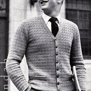 1950s men&#39;s knits, retro fashion, 7 vintage knitting patterns, PDF instant download, sweaters vests, cardigans, fair isle father son knits