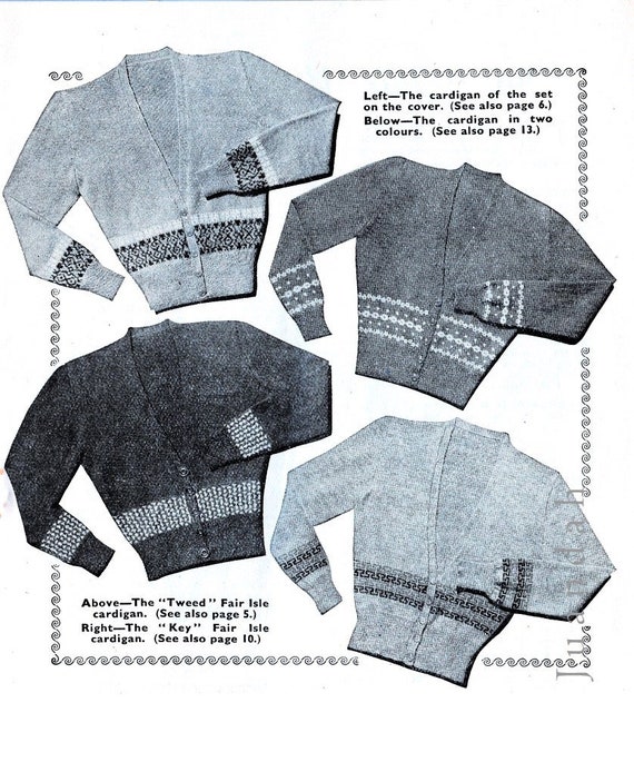 knitting patterns jumpers Scandinavian Scottish tops 10 x 1950s women/'s knits PDF Fair Isle book cardigans instant download