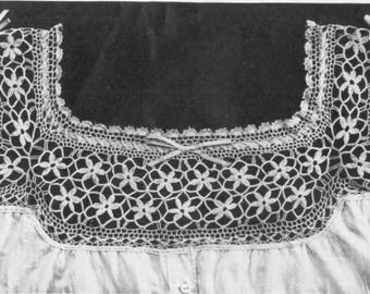 PDF antique crochet patterns, corset and nightgown yokes, filet crochet designs, lingerie patterns, crocheted collars, handmade lace designs