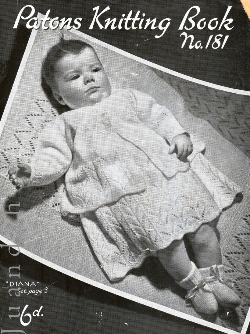 1950's BABY LAYETTE with SHAWL birth to 3 month COPY baby pattern 3ply 1950's BABY LAYETTE with SHAWL birth to 3 month COPY baby pattern 3ply