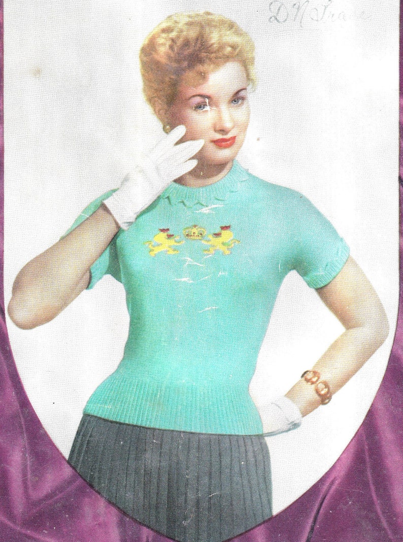 Rare vintage knitting patterns, 1950s fashion, royal themes, entire PDF book image 3