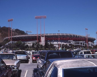 Candlestick Park Stadium from Parking Lot E with Vintage Old Cars before a San Francisco Giants Baseball Sports Game -Photograph