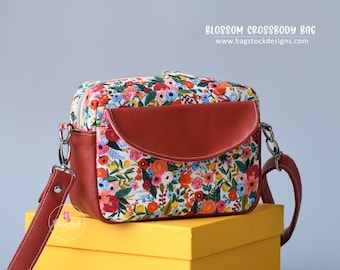 Blossom Crossbody Bag - Bagstock Sewing Pattern, PDF sewing pattern